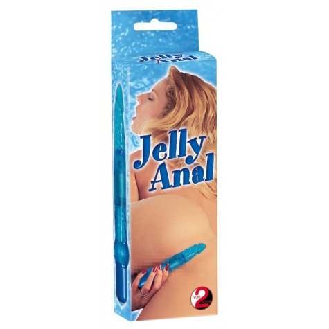 Голубой гелевый анальный вибратор Jelly Anal - 17 см.