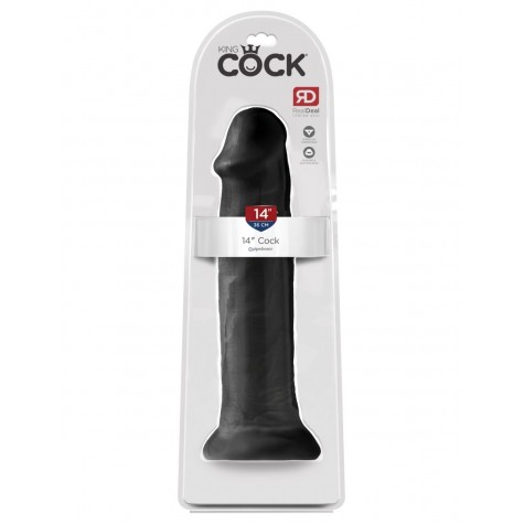 Черный фаллоимитатор-гигант на присоске 14" Cock - 36 см.