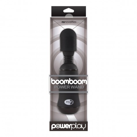 Чёрный вибромассажёр для эрогенных зон BoomBoom Power Wand - 18 см.